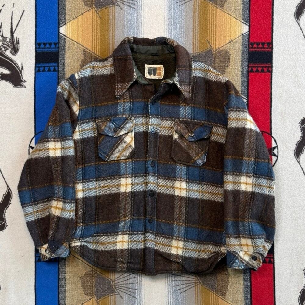 True Vintage 70s William Barry Plaid Sherpa Lined Jacket Size Large Cottagecore